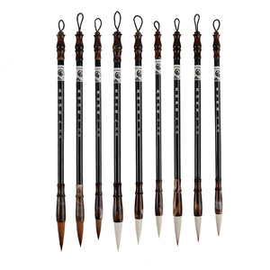 Manche en bois blaireau cheveux <span class=keywords><strong>calligraphie</strong></span> chinoise <span class=keywords><strong>pinceau</strong></span> ensemble stylo à encre élégant manche en bois haute qualité blaireau cheveux pour la <span class=keywords><strong>calligraphie</strong></span> - Product Image 6