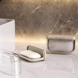 Jabonera de viaje con tapa, rectangular, de plástico, tamaño grande, para un fácil drenaje, mini jabonera portátil para viajes de negocios - Product Image 3