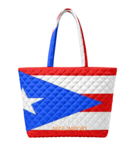 Sac fourre-tout matelassé à bandoulière avec drapeau de Porto Rico pour femmes, sacs à main de travail, sacs fourre-tout légers à ouverture supérieure pour le voyage, l'université et la plage