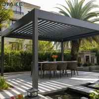 Pergola bioclimatique en aluminium JIAKE avec toit à lames orientables, gazebo manuel pour studio indépendant et cuisine extérieure