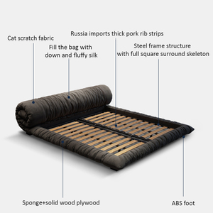 Modernes einfaches nordisches Doppelbett im Wabi-Sabi-Stil im italienischen Stil Net Red Flower Roll Verstellbares Stoff boden bett Haupt schlafzimmer - Product Image 3