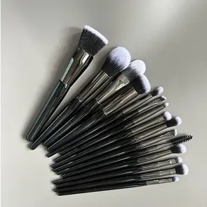 15pcs powder make-up brushes shiny black m black vegan makeup brush set black and gold black soft black cosmetics tool