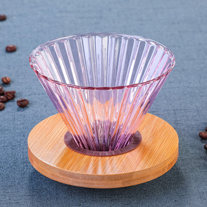 Nouveaux produits – Filtre à café en verre en gros d'usine – Dripper à café en verre séparé avec support en bois de bambou - Product Image 2