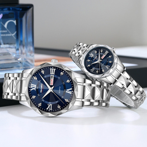 SKMEI çift popüler lüks kaliteli paslanmaz çelik kayış Charm Analog su geçirmez iş klasik kuvars bilek saatleri - Product Image 2
