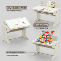 MIGO BEAR Ensemble de table et de chaises d'activités pliantes en plastique pour tout-petits Planche à dessin pour enfants Station de blocs de construction pour la récréation et la lecture
