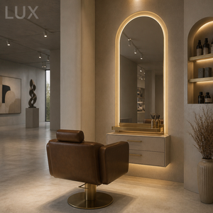 สถานีจัดแต่งทรงผม LUX Modern Hair Salon |   ชุดโต๊ะตัดผมแบบกำหนดเองพร้อมกระจก LED |   โซลูชั่นเฟอร์นิเจอร์และดีไซน์ร้านทำผมครบวงจร - Product Image 6