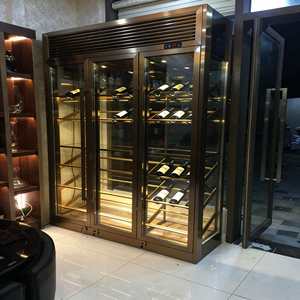 Enfriador de Vino de Acero Inoxidable de Fábrica Foshan, Enfriador Dorado Independiente con Vitrina Integrada, Refrigeradores Eléctricos - Product Image 3