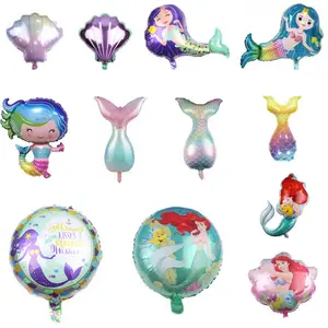 Wholesale Cartoon Ocean Theme Mermaid Theme Party Decor Birthday Mermaid Tail Balloons Helium Foil Balloons