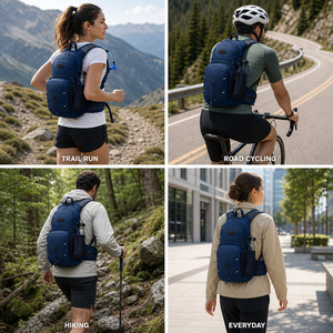 Sac à dos de randonnée 35L avec cordon élastique, bretelles rembourrées, panneau dorsal en maille, poches latérales en maille, 50x29x18cm, supports pour bâtons de trekking - Product Image 4