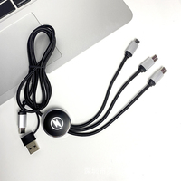 Kabel Pengisian Cepat 3A Multi-Fungsi 6-in-1 dengan Logo LED Bercahaya Kustom, Jaket Nilon, Hadiah Promosi Grosir