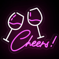Enseigne néon LED personnalisée pour verre à cocktail, motif « Cheers » personnalisé, lumière décorative étanche pour bar à cocktails et boîte de nuit