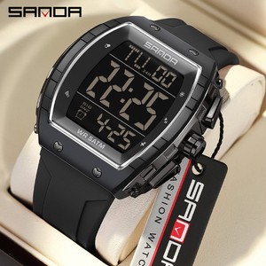 SANDA 6258 นาฬิกาดิจิตอลรูปทรงกระบอกอเนกประสงค์สำหรับนักเรียนมัธยมต้นและมัธยมปลาย นาฬิกาข้อมือกีฬากันน้ำ - Product Image 5