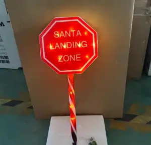 Werkslieferung Solarlichter batteriebetrieben für draußen Weihnachten LED-Gartensteillicht mit Weihnachtsmann Stopp hier Zeichen