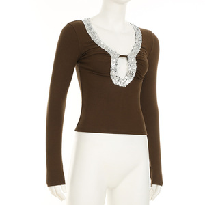 Nuovo modello grazioso abbigliamento da donna Sexy da donna a manica lunga <span class=keywords><strong>camicie</strong></span> da donna camicette Casual top <span class=keywords><strong>camicie</strong></span> - Product Image 5
