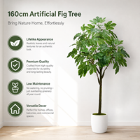 Arbre de figuier artificiel réaliste avec pot en plastique, plante d'intérieur sans arrosage, fournisseur de décoration écologique pour la maison