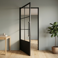 Portes battantes en verre transparentes modernes TengYu avec cadre métallique pour la décoration intérieure, surface finie, garantie 1 an