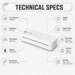 Mini Stampante Termica Portatile Senza Inchiostro con Bluetooth e USB Type-C per Studenti in Movimento - Product Image 3
