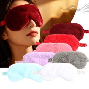 Masque de sommeil confortable en fausse fourrure et satin doux, multicolore, avec sangle élastique, double face, pour <span class=keywords><strong>la</strong></span> plupart des têtes - Product Image 1