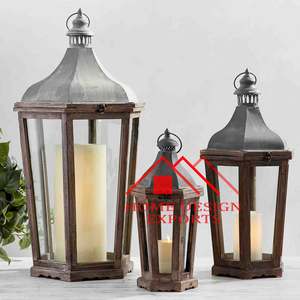 Lámpara de vela de suelo para hoteles y restaurantes a la venta, lámpara de vela marrón rústica de madera para decoración de bodas - Product Image 1