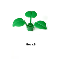 (100 pièces/sac)(NO.6255/X8/x8) feuilles de pêche bloc plante fleur tige 1X1X2/3 avec 3 grandes feuilles de pêche Pandatoys brique pièces