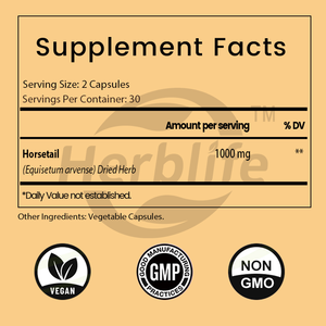 OEM ODM Private Label capsule di equiseto 1000 mg | Integratore di estratto di erbe per capelli sani, pelle, unghie e supporto congiunto, vegano - Product Image 2