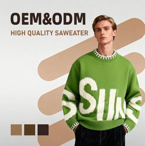 مخصص الشتاء سميكة دافئة الجاكار عارضة تريك يضم أنماط طباعة مخطط مخطط الرجال Crewneck سترة - Product Image 1