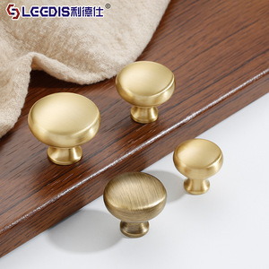 Lgcdis Cabinet <b>Knobs</b> Solid Brass Round Traditional Style For Wardrobe <b>Drawer</b> Handle Durable Zinc Alloy Gold Finish - Product Image 1