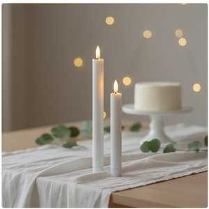 Velas Electrónicas de 19.5cm con Superficie Lisa Blanca y Efecto de Llama Parpadeante, Funcionan con Batería, Ideales para Cenas Familiares - Product Image 2