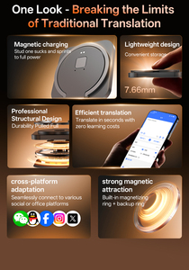 145ภาษา5g/Wi-Fi/ทันทีอุปกรณ์แปลเสียงสองทางแบบเรียลไท<span class=keywords><strong>ม</strong></span>์ชาร์จแม่เหล็ก T30แบบพกพาสำหรับ - Product Image 2