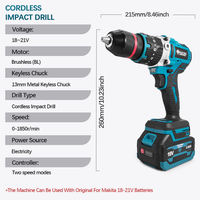 Perceuse à percussion électrique sans fil 18V 1850 tr/min avec moteur brushless de qualité supérieure, support OEM personnalisé
