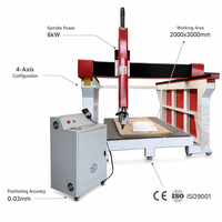 Fresadora CNC de 4 Ejes 3D con Motor de Alta Potencia para Esculturas, Estatuas, Espuma y Madera, con Husillo Oscilante