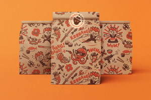 Logo personnalisé emballage à emporter à fond large fast-food sandwich à hot-dog burger sac en papier kraft anti-graisse - Product Image 5