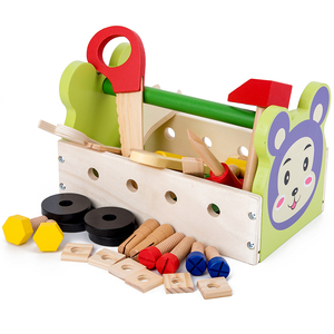 Juguete de Madera, Caja de Herramientas de Madera para Niños, Simulación de Tornillos y Tuercas, Desmontaje, Rompecabezas de Construcción, Juguete de Herramientas de Reparación para Bebés - Product Image 1