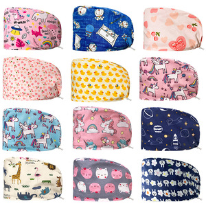 Cuffia Chirurgica Unisex 100% Cotone a Righe con Stampa Cartoon per Infermieri e Chirurghi Dentali/Orale - Product Image 1