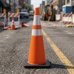 Cono de Tráfico de PVC de 70 cm - Cono de Seguridad Naranja de Alta Visibilidad con Cuello Reflectante, 1.8 kg, Base de 345x345 mm para Obras Viales y Estacionamiento - Product Image 2