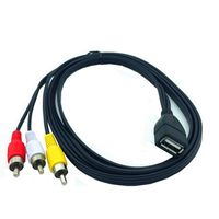 USB a 2.0 betina ke RCA 3 jantan Jack Splitter Audio Video AV kabel adaptor komposit untuk TV/PC untuk Speaker & Monitor