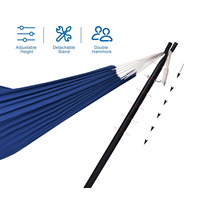 Hamac pliable double en toile de coton avec support en acier pour jardin, cour, camping, chambre