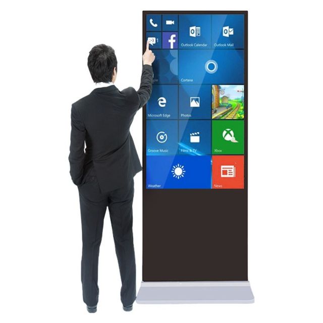 Dual-screen Floor Stand Digital Signage LCD Touch Screen Kiosk 43-65 Inch Indoor Elevator Wayfinding 10mm Pixel Digital Poster