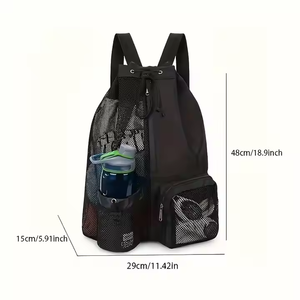 Mochila de gimnasio de malla transpirable de nailon grande para hombre, Mochila deportiva informal portátil con cordón, reutilizable, plegable para nadar, sencilla - Product Image 5
