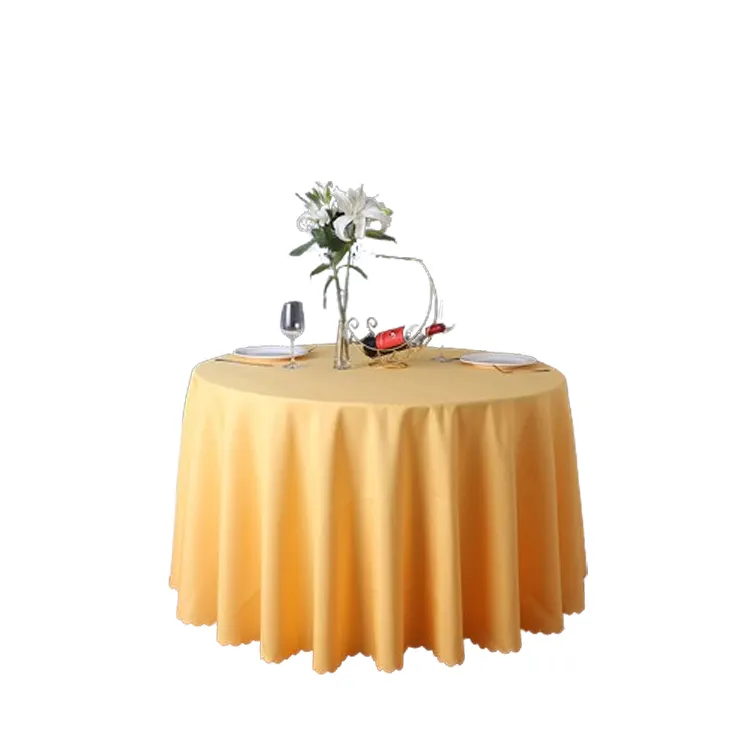Gold Runde Tischdecke 180g/m² Polyester Stoff Phantasie 120 Zoll Tischdecke für Event Hochzeit