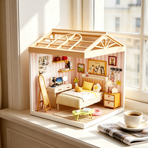 Casa de Muñecas en Miniatura de Plástico Luminoso, Hecha a Mano, Juego de Regalo Creativo y Educativo con Luces - Product Image 2