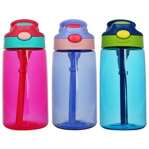 Botella de agua infantil de 500 ml con pajita, diseño de dibujos animados, antiderrames y duradera, vaso de plástico con boquilla de pato para estudiantes, botella de agua de alta calidad - Product Image 1