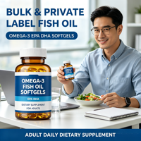 Huile de poisson pour adultes en gélules molles, formule personnalisée, emballage en vrac, vente en gros, complément alimentaire naturel EPA DHA, marque privée OEM