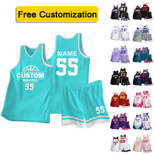 Benutzer definierte LOGO Muster & Zahlen Team Wettbewerb Basketball Trikot Atmungsaktiv Hohe Elastizität Große Basketball Uniform Set - Product Image 1