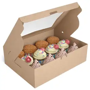 Số Lượng Lớn Kraft Giấy Cửa Sổ Rõ Ràng 4 6 12 24 Lỗ Muffin Cup Bánh Cupcake Hộp Bao Bì Bán Buôn Tùy Chỉnh Trong Suốt Mini Cupcake Hộp