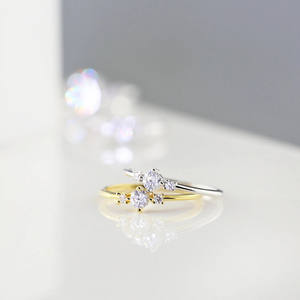 Bague de fiançailles et de mariage en argent sterling pour femme, bague d'index en diamant créée en laboratoire, cadeau de mariage - Product Image 2