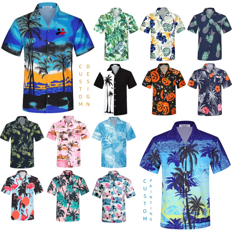 Custom Revers Enkele Rij Knopen Hawaii Korte Mouw Plus Size Strand Shirt Top Man Bloem Shirt 3d Print T-Shirt