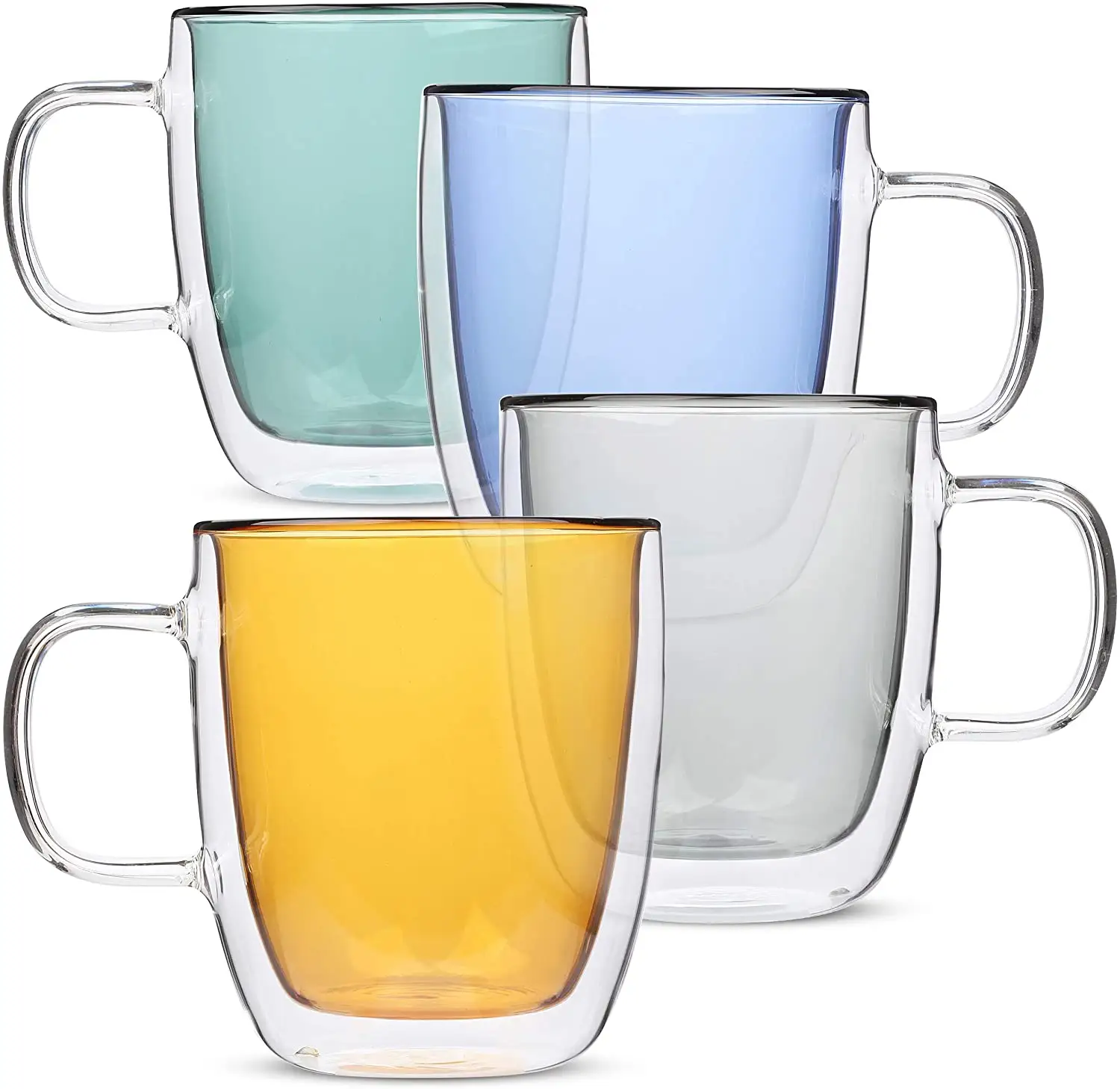 Made in China coloured double walled glass coffee cups