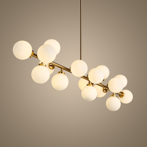 JYLIGHTING Lampadario Moderno Nordico in Ottone e Rame con Sfere di Vetro Bianco, Lampada <span class=keywords><strong>a</strong></span> <span class=keywords><strong>Sospensione</strong></span> <span class=keywords><strong>LED</strong></span> <span class=keywords><strong>per</strong></span> Camera da Letto e <span class=keywords><strong>Cucina</strong></span> - Product Image 2