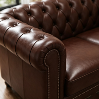 Ensemble de canapés de luxe de style américain, meubles en cuir pour salon, ensembles de canapés modernes de luxe en ligne droite